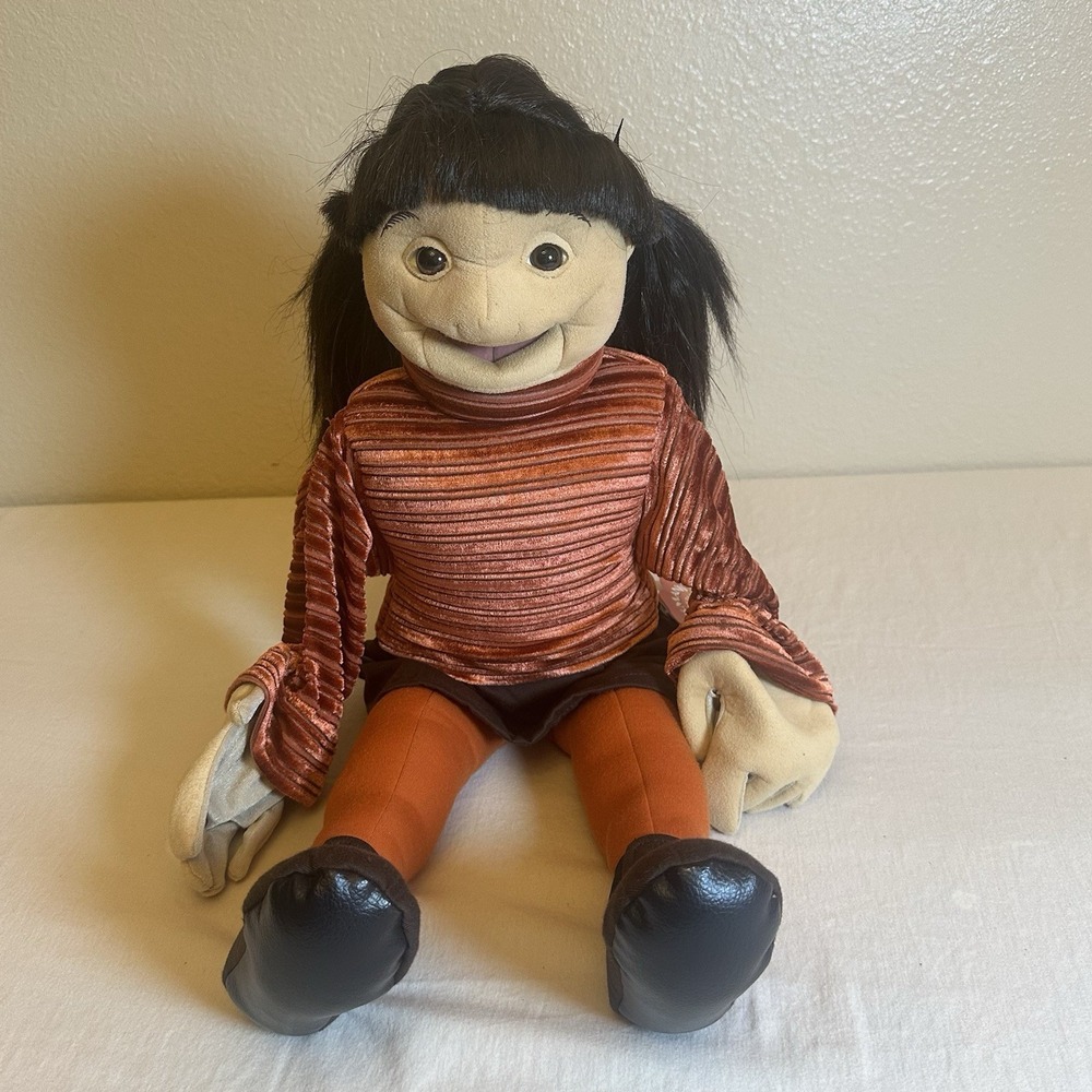 FOLKMANIS 24 Inch Puppet - Girl W/Ponytails face & arm holes to puppeteer NEW